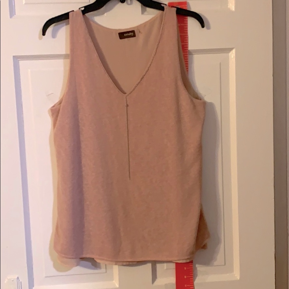 Blush fully lined tank w tiny bead detailing.